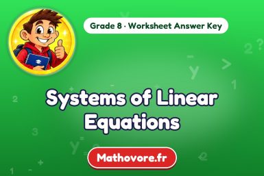 Systems of Linear Equations – Grade 8 math worksheet answer key