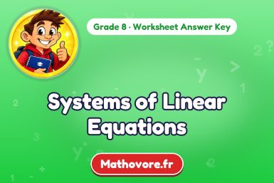 Systems of Linear Equations – Grade 8 math worksheet answer key