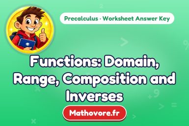 Functions: Domain, Range, Composition and Inverses – Precalculus math worksheet answer key