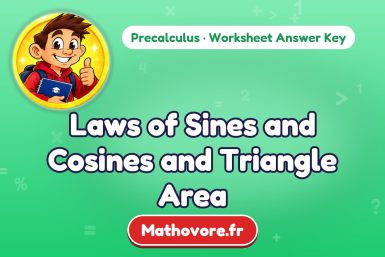 Laws of Sines and Cosines and Triangle Area – Precalculus math worksheet answer key