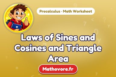 Laws of Sines and Cosines and Triangle Area – Precalculus math worksheet