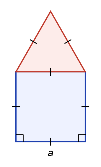 Maison formée d'un carré de côté a surmonté d'un triangle équilatéral de même côté, tous les côtés codés égaux