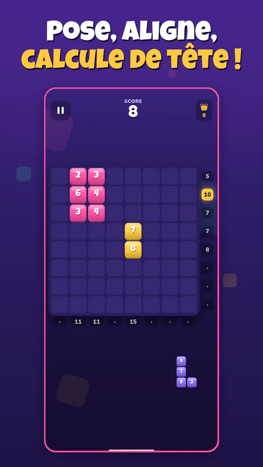 Capture d'écran de Blocs Malins, puzzle de blocs avec des chiffres, sur téléphone (3)