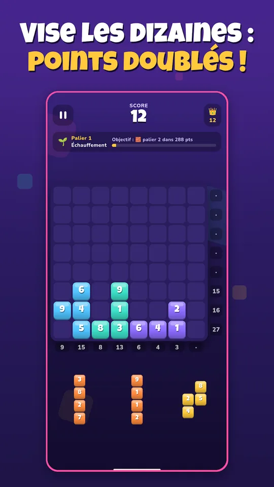 Capture d'écran de Blocs Malins, puzzle de blocs avec des chiffres, sur téléphone (5)