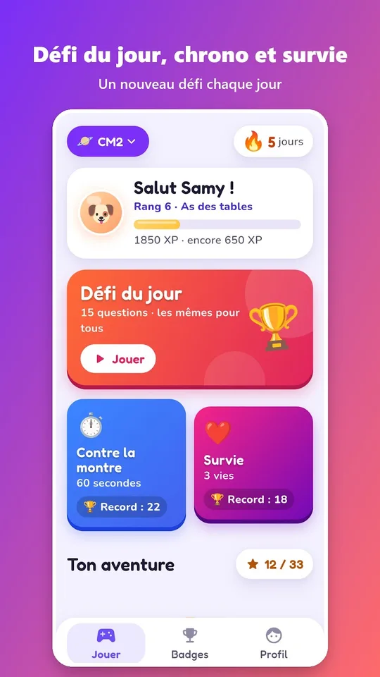 Capture d'écran de Calcul Mental sur téléphone (2)