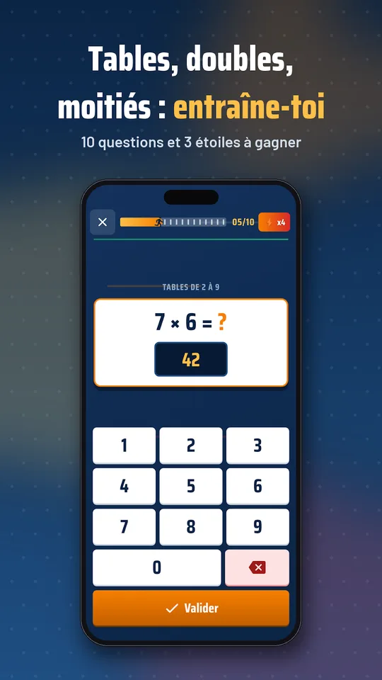 Capture d'écran de Chrono Calcul, calcul mental, sur téléphone (2)