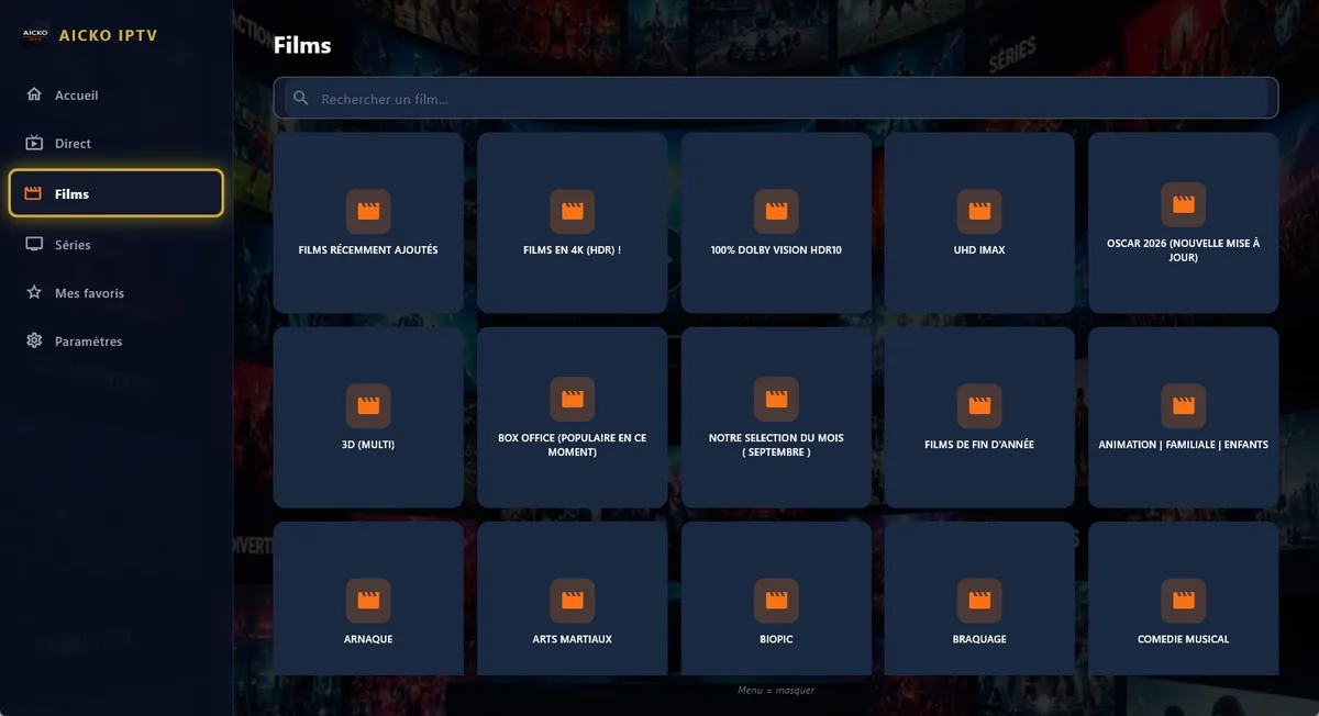 Capture d'écran de AICKO IPTV sur Windows (3)