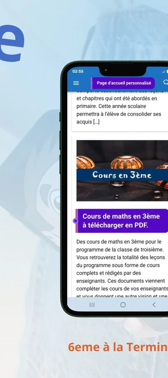 Capture d'écran de Mathovore, QCM de maths, sur téléphone (3)