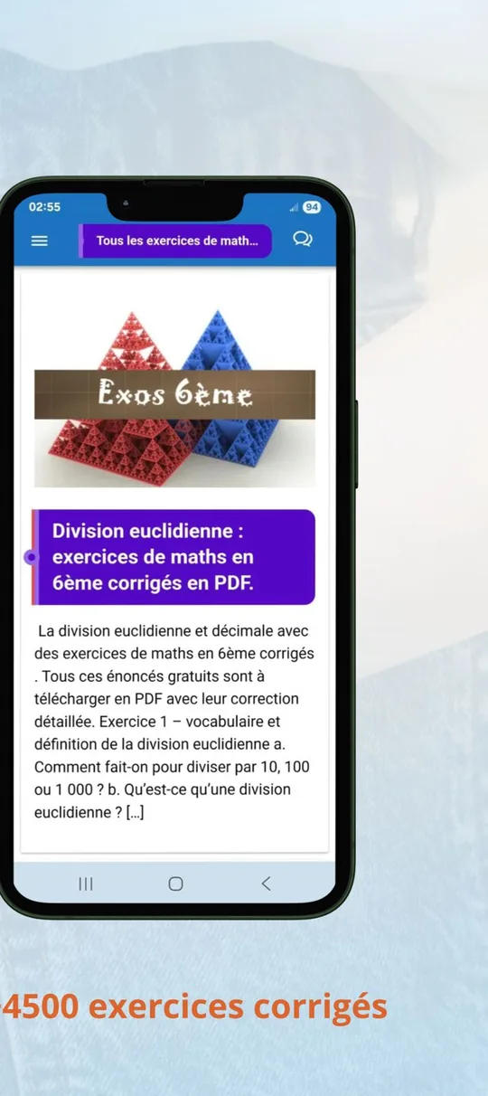 Capture d'écran de Mathovore, QCM de maths, sur téléphone (5)