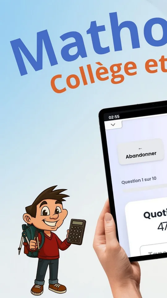 Capture d'écran de Mathovore, QCM de maths, sur téléphone (6)
