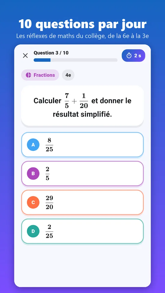 Capture d'écran de Maths automatismes sur téléphone (3)