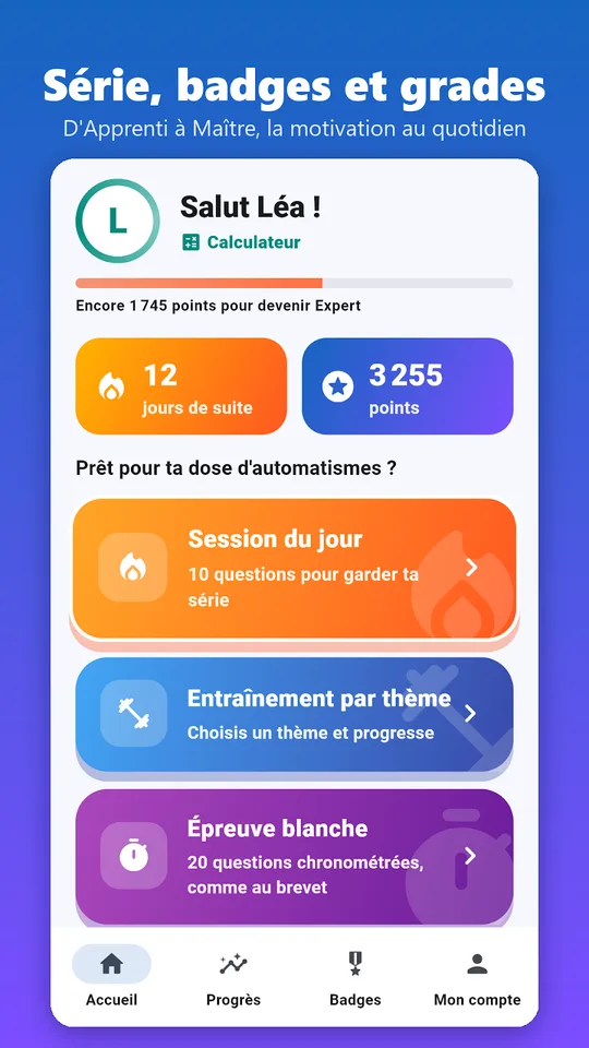 Capture d'écran de Maths automatismes sur téléphone (7)
