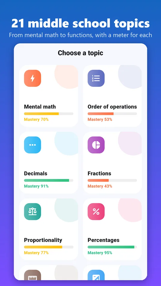 Screenshot of the Maths automatismes math fluency app on a phone (3)