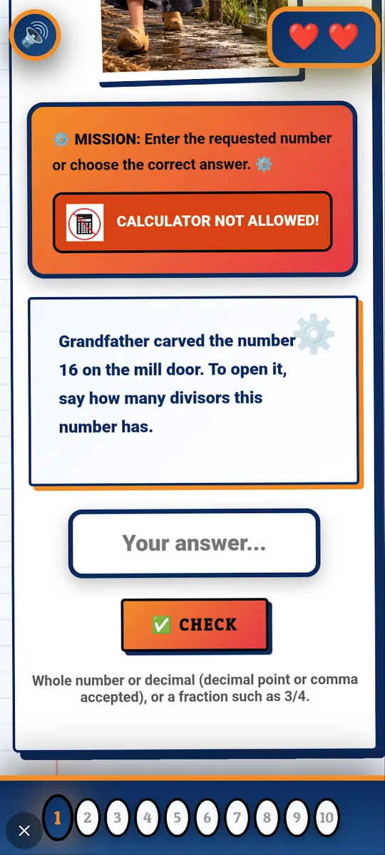 Screenshot of the Maths Escape math escape game on a phone (6)