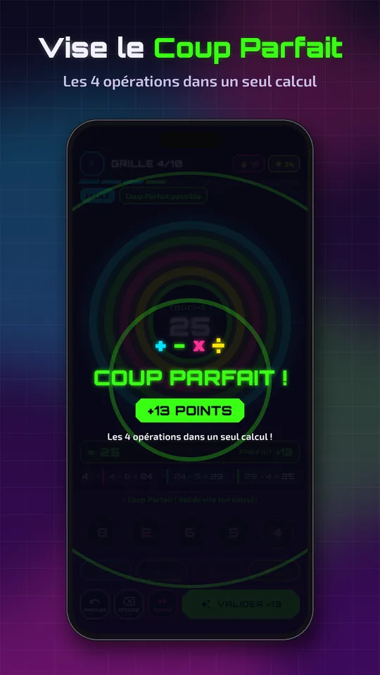 Capture d'écran de Numéro Cible, jeu de chiffres, sur téléphone (2)