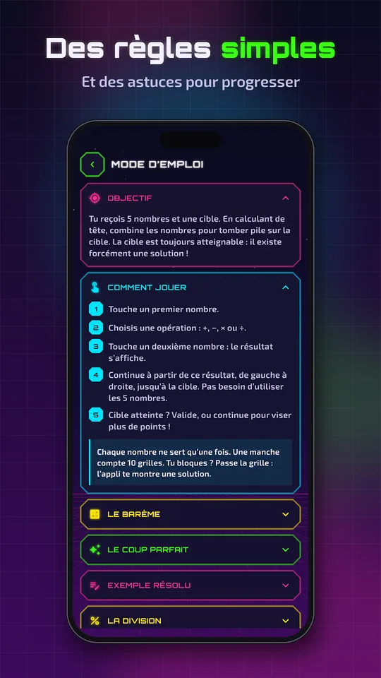 Capture d'écran de Numéro Cible, jeu de chiffres, sur téléphone (7)