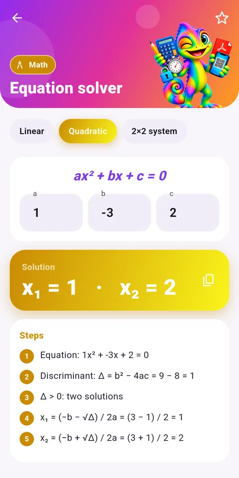 Screenshot of the Outilix math toolbox app on a phone (4)