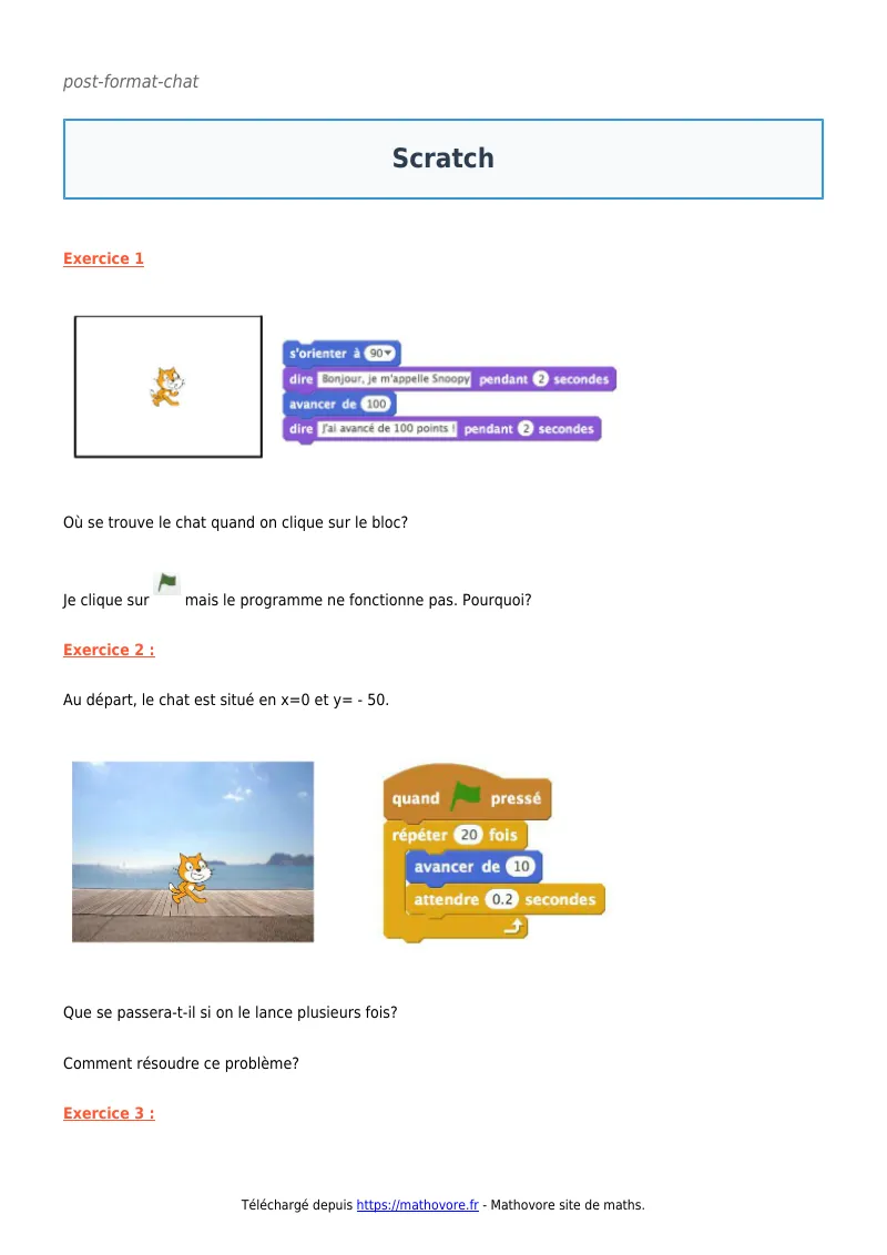 Scratch : fiche de maths en 5ème à télécharger en PDF