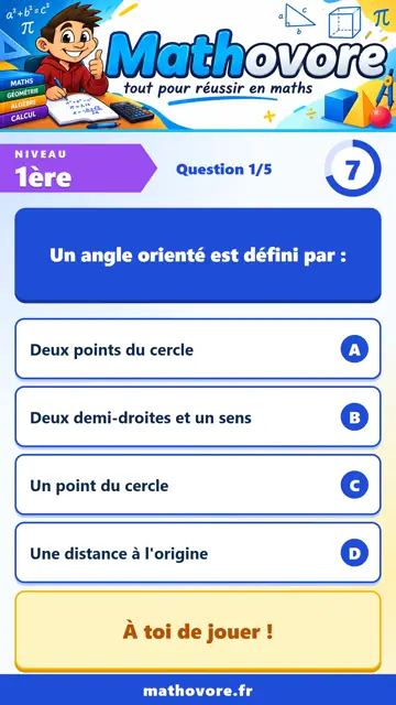 QCM vidéo 1ère : Angles orientés et repérage polaire, partie 1