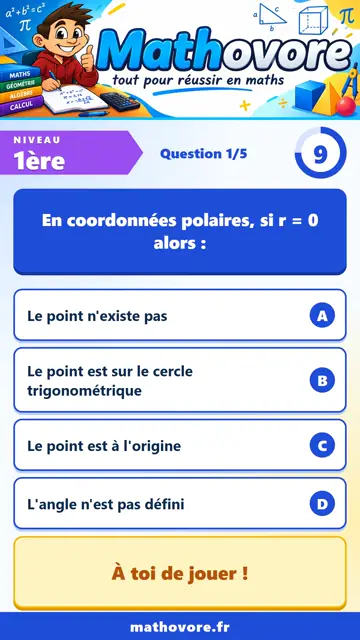 QCM vidéo 1ère : Angles orientés et repérage polaire, partie 2