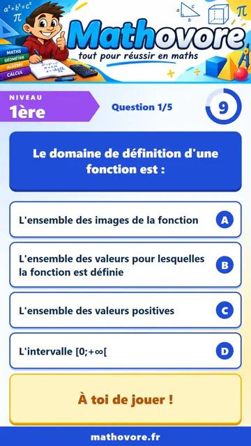 QCM vidéo 1ère : Généralités sur les fonctions numériques, partie 1