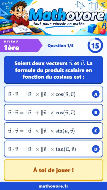 QCM vidéo 1ère : Le produit scalaire dans le plan, partie 1