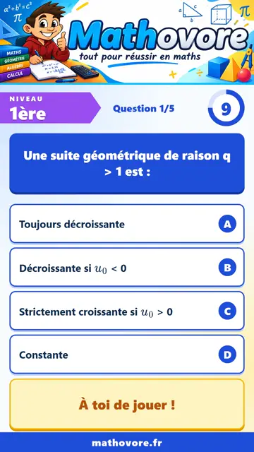 QCM vidéo 1ère : Les suites numériques, partie 2