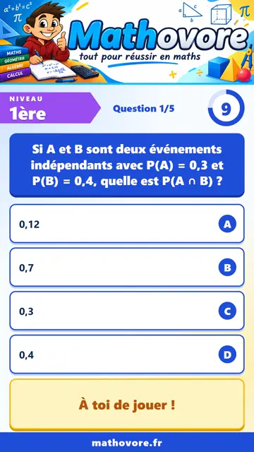 QCM vidéo 1ère : Probabilités, partie 1