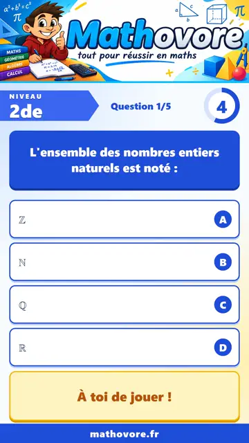 QCM vidéo 2de : Ensembles de nombres et calculs, partie 1