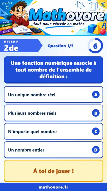 QCM vidéo 2de : Généralités sur les fonctions numériques, partie 1