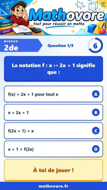QCM vidéo 2de : Généralités sur les fonctions numériques, partie 2