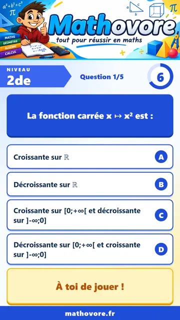 QCM vidéo 2de : Généralités sur les fonctions usuelles, partie 2