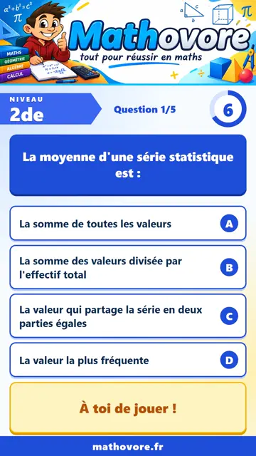 QCM vidéo 2de : Les statistiques, partie 1