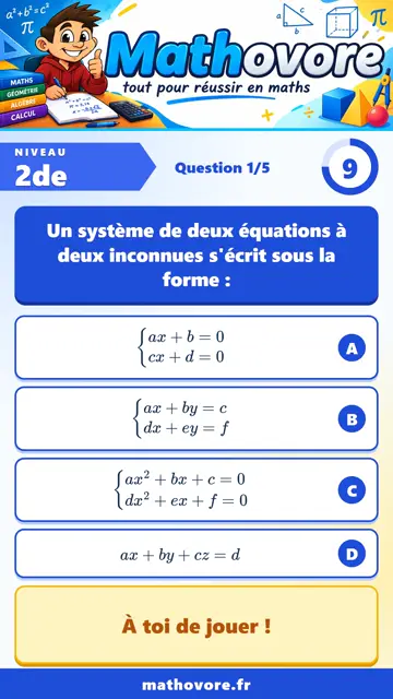 QCM vidéo 2de : Les systèmes d'équations, partie 1