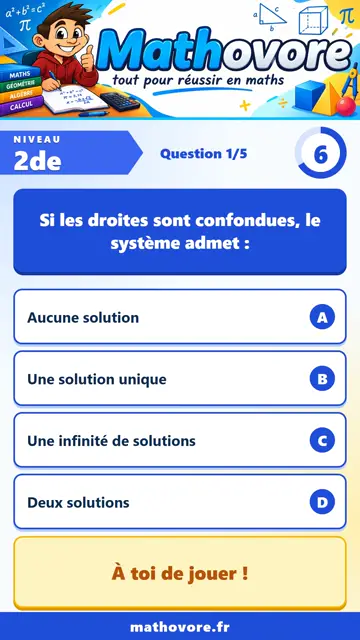 QCM vidéo 2de : Les systèmes d'équations, partie 2