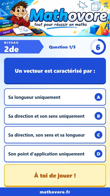 QCM vidéo 2de : Les vecteurs et la translation, partie 1