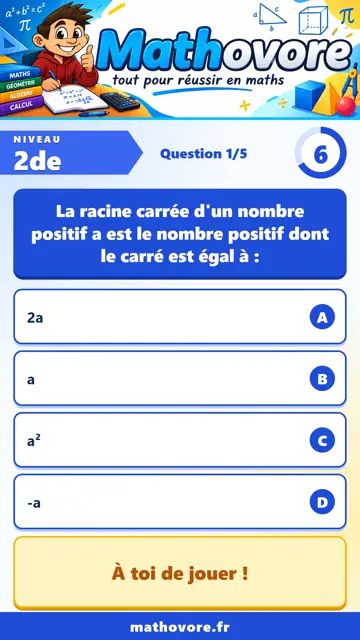 QCM vidéo 2de : Racine carrée, partie 1