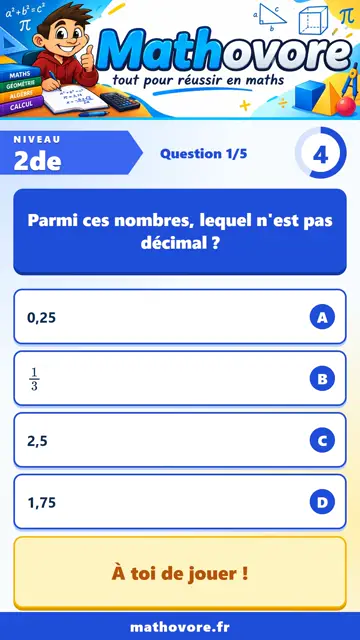 QCM vidéo 2de : Rappels du collège sur les ensembles de nombres, partie 1