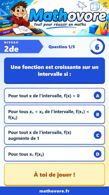 QCM vidéo 2de : Variations de fonctions et extremums, partie 1