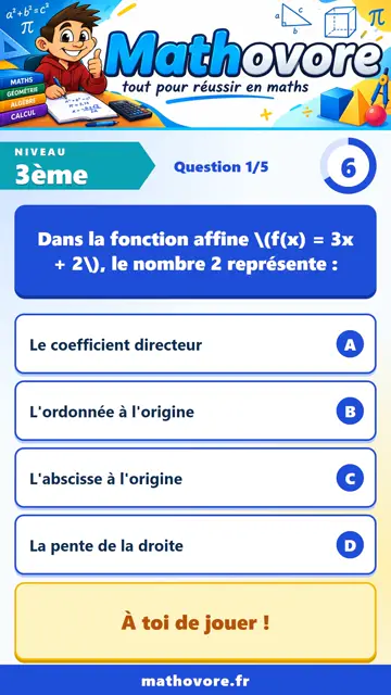 QCM vidéo 3ème : Fonctions affines, partie 1