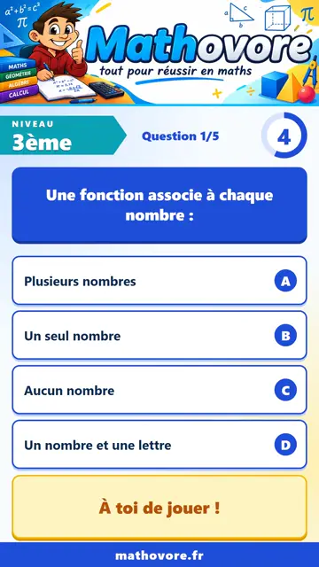 QCM vidéo 3ème : Notion de fonction, partie 1