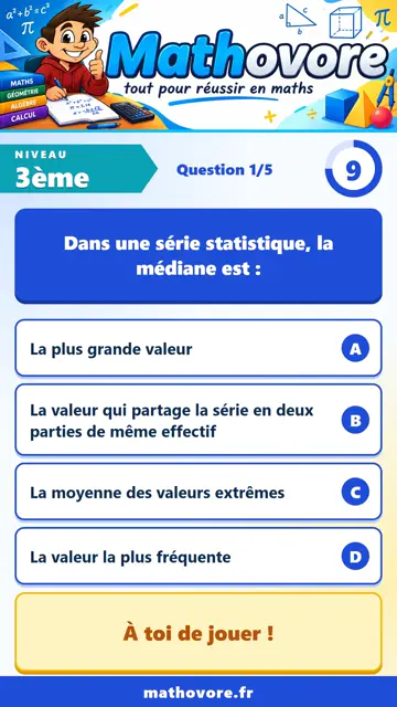 QCM vidéo 3ème : Statistiques, partie 1