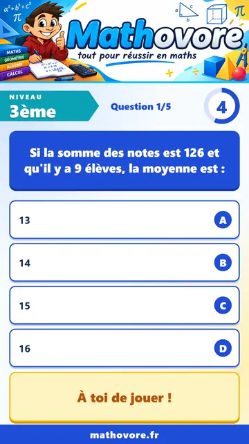 QCM vidéo 3ème : Statistiques, partie 2