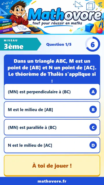 QCM vidéo 3ème : Théorème de Thalès, partie 1