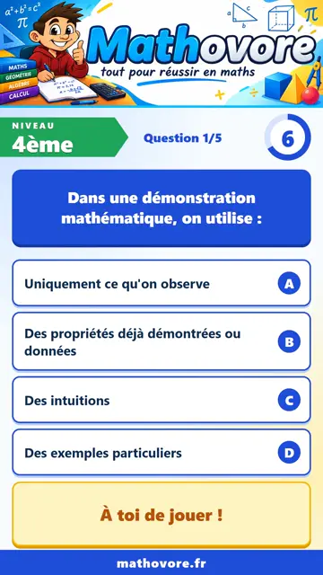 QCM vidéo 4ème : Initiation à la démonstration, partie 1