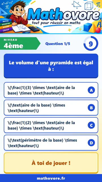 QCM vidéo 4ème : Pyramides et cônes, partie 1