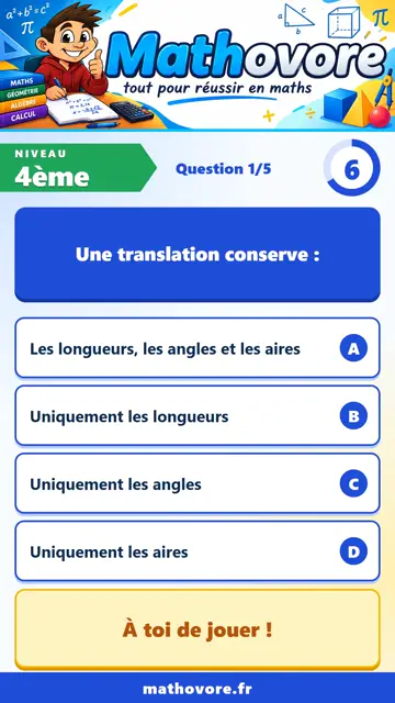 QCM vidéo 4ème : Translation et rotation, partie 1