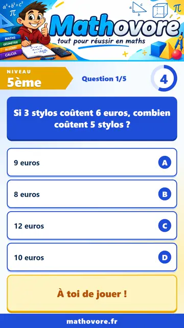 QCM vidéo 5ème : Proportionnalité, partie 1