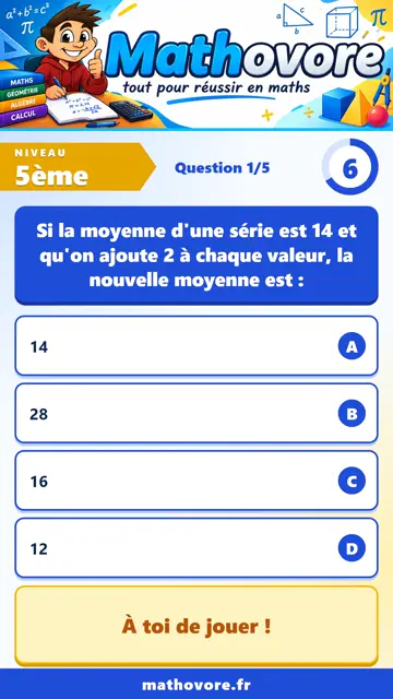 QCM vidéo 5ème : Statistiques, partie 2