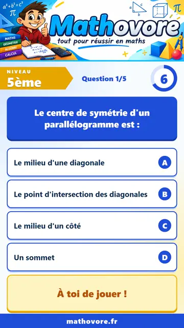 QCM vidéo 5ème : Symétrie centrale, partie 2